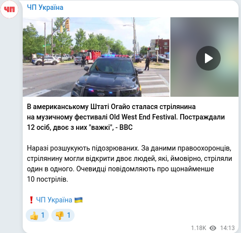 Telegram publication screenshot