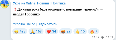 Telegram publication screenshot