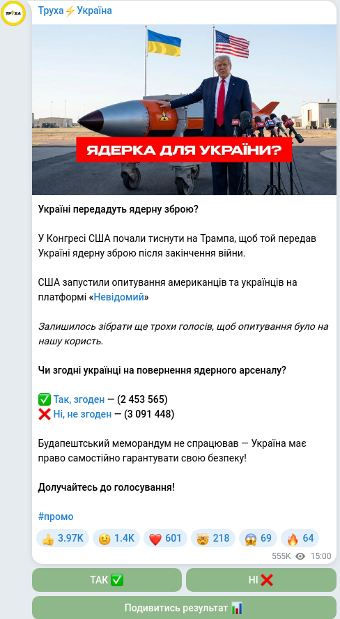 Telegram publication screenshot