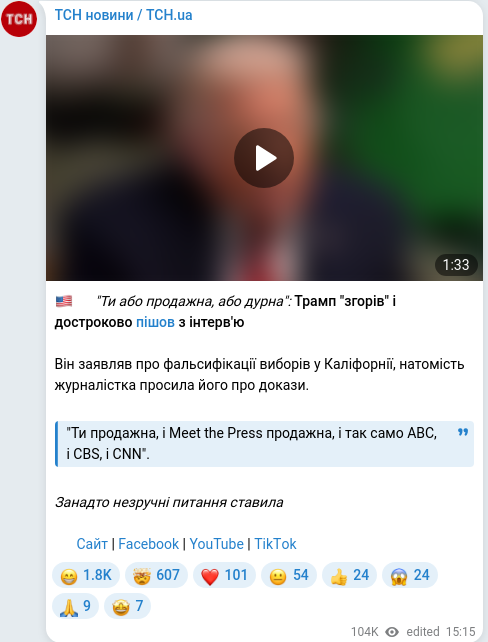 Telegram publication screenshot