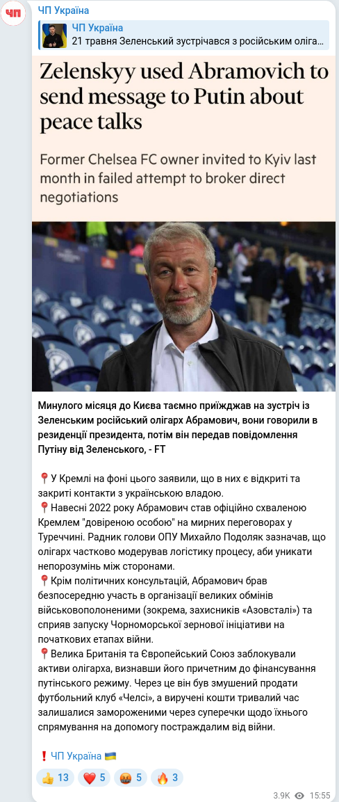 Telegram publication screenshot