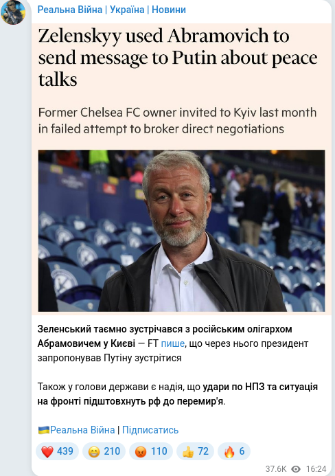 Telegram publication screenshot
