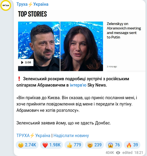 Telegram publication screenshot