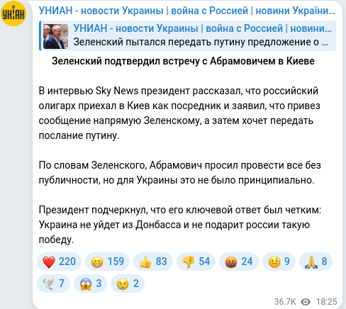 Telegram publication screenshot