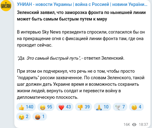 Telegram publication screenshot