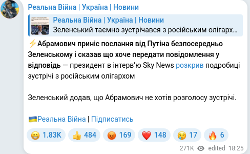Telegram publication screenshot