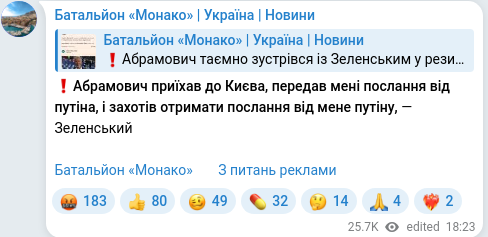 Telegram publication screenshot