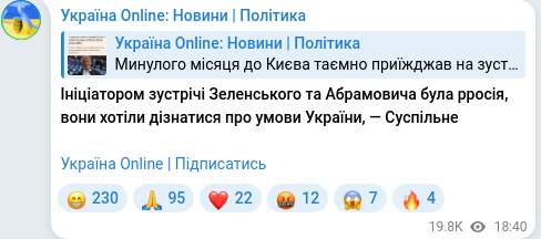 Telegram publication screenshot