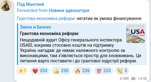 Telegram publication screenshot