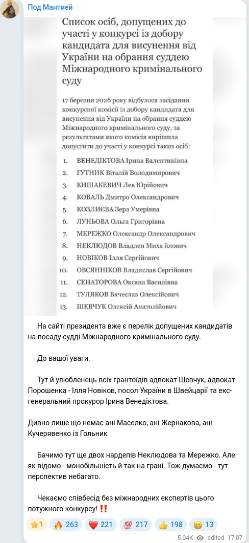 Telegram publication screenshot