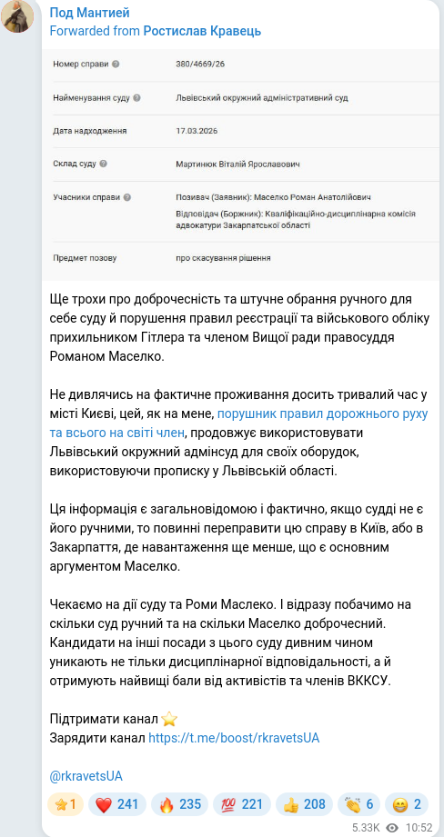 Telegram publication screenshot