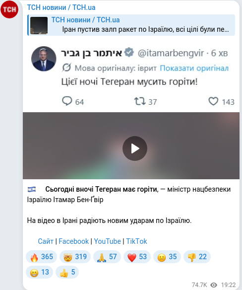 Telegram publication screenshot