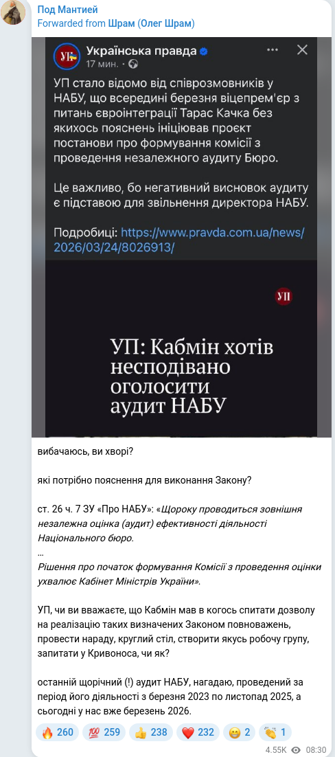 Telegram publication screenshot