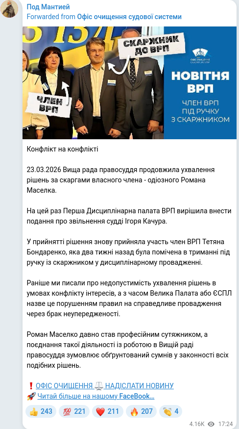 Telegram publication screenshot