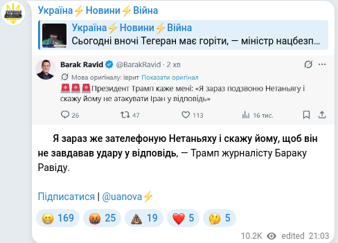 Telegram publication screenshot