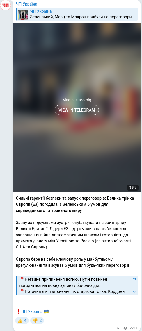 Telegram publication screenshot