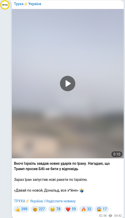 Telegram publication screenshot