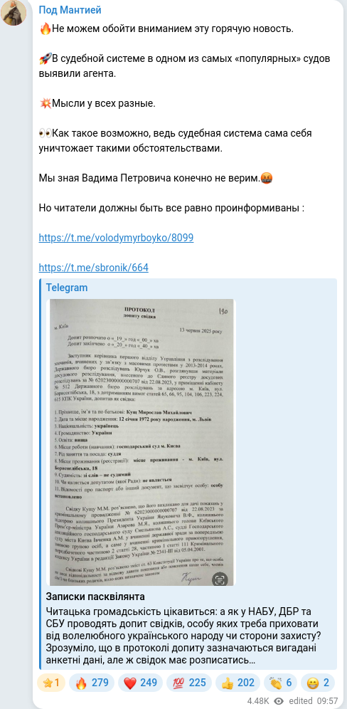 Telegram publication screenshot