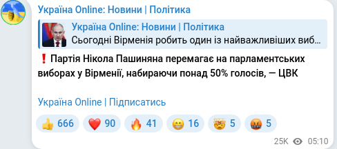 Telegram publication screenshot