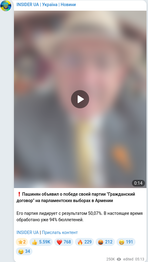 Telegram publication screenshot