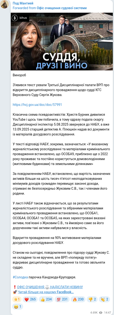 Telegram publication screenshot