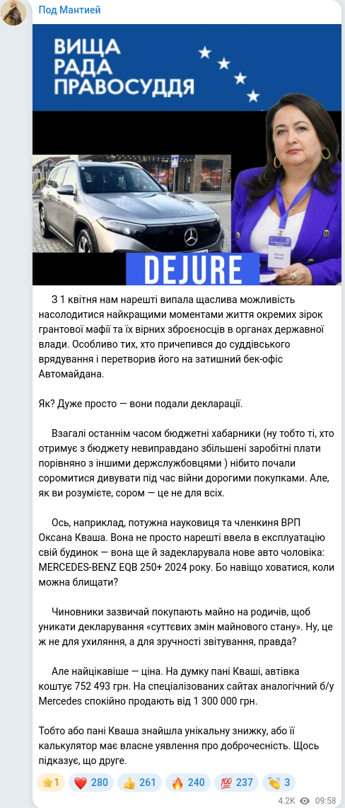Telegram publication screenshot