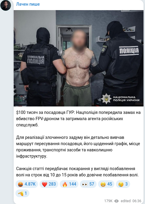 Скріншот Telegram-публікації