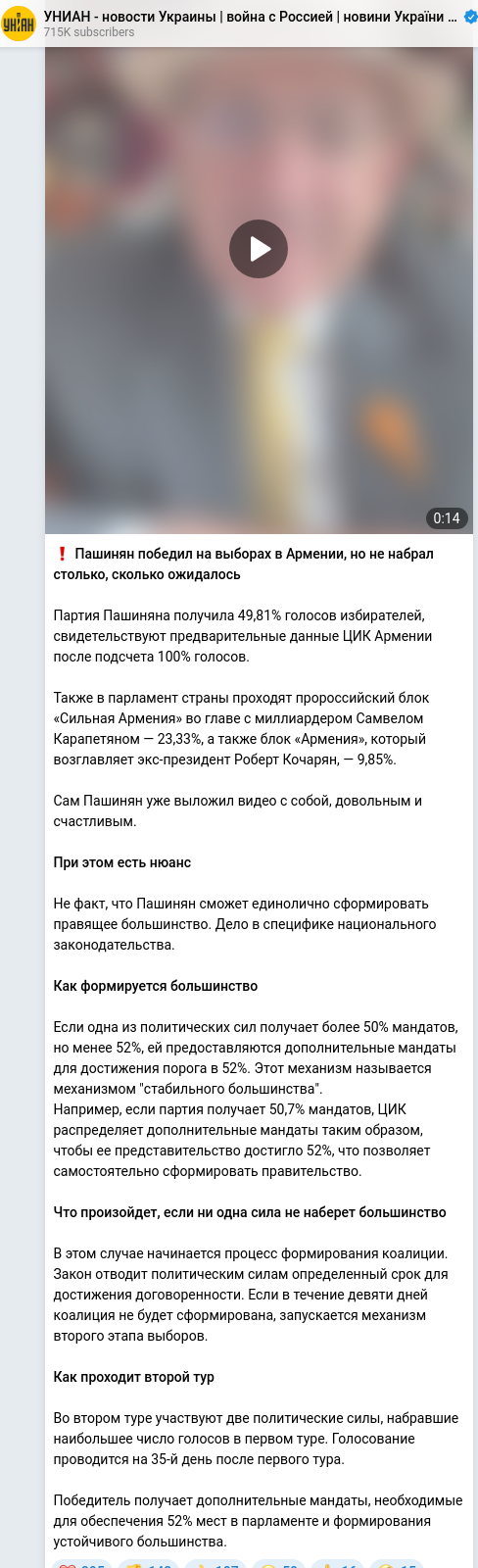 Telegram publication screenshot