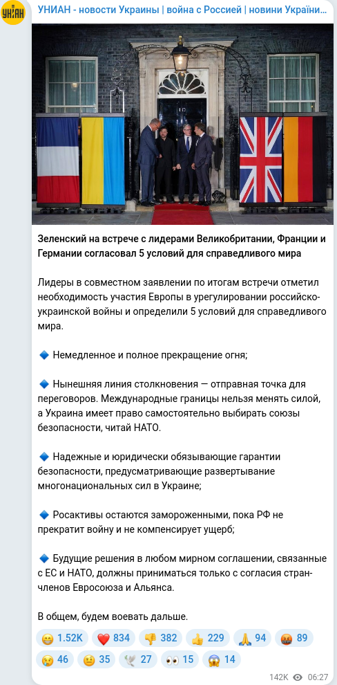Telegram publication screenshot