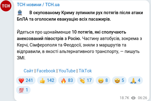 Telegram publication screenshot