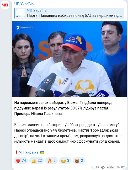 Telegram publication screenshot