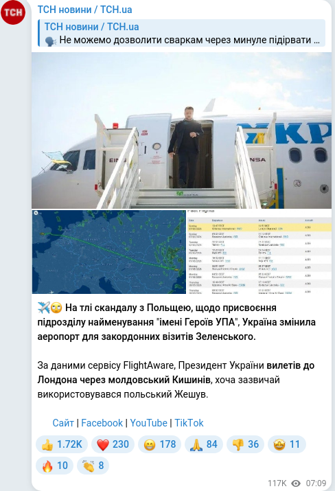 Telegram publication screenshot