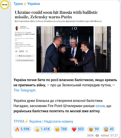 Telegram publication screenshot