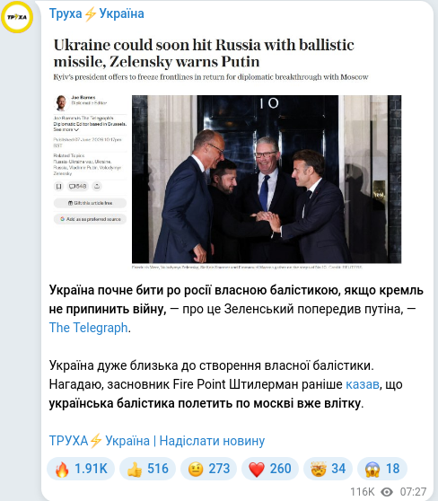 Telegram publication screenshot