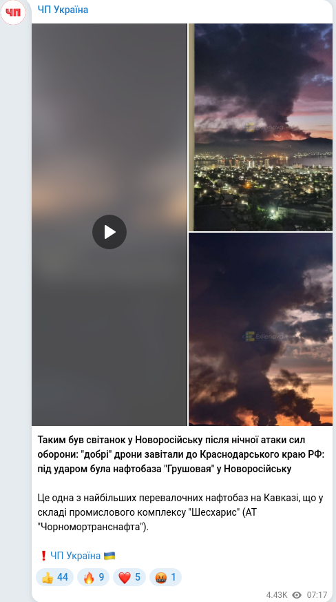 Telegram publication screenshot