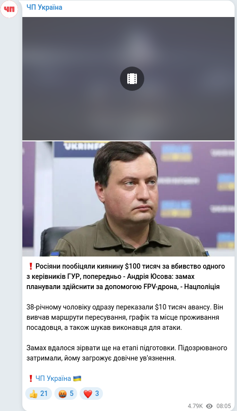 Telegram publication screenshot