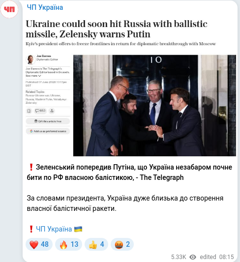 Telegram publication screenshot