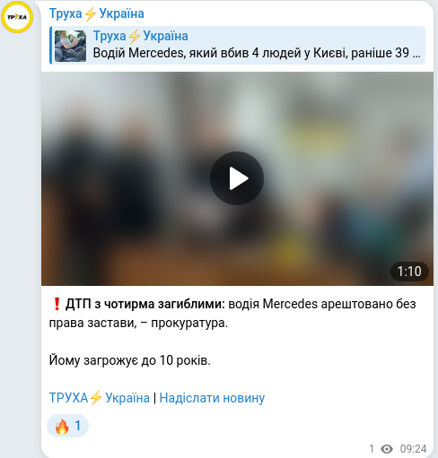 Telegram publication screenshot