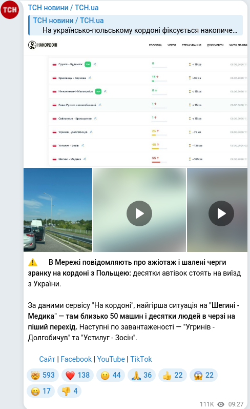 Telegram publication screenshot