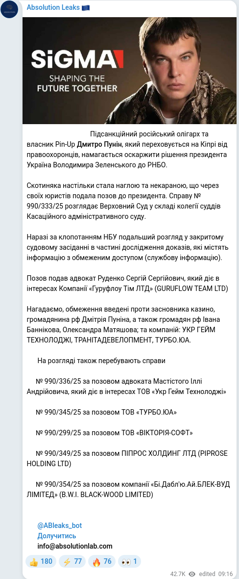 Telegram publication screenshot