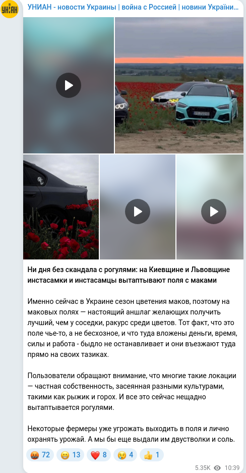 Telegram publication screenshot