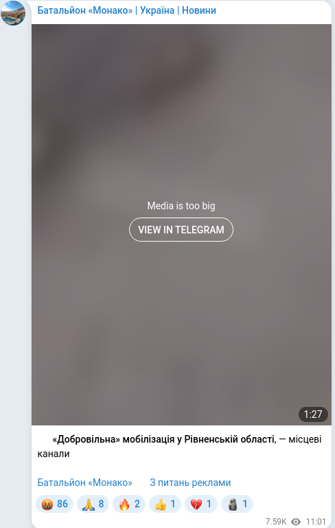 Telegram publication screenshot