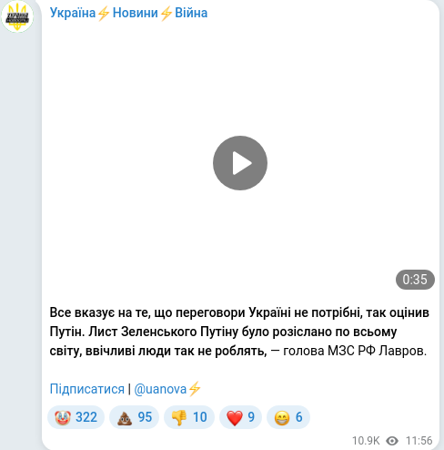 Telegram publication screenshot