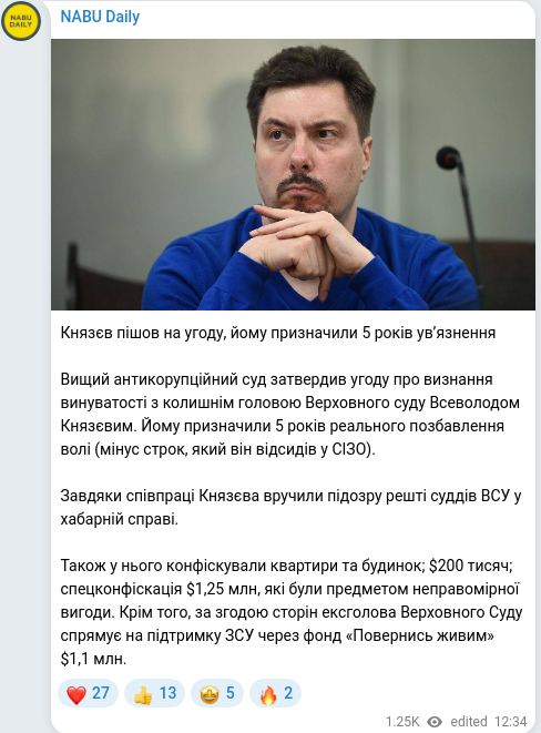 Telegram publication screenshot
