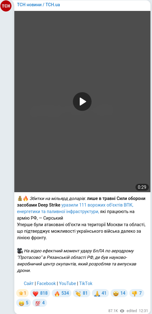 Telegram publication screenshot