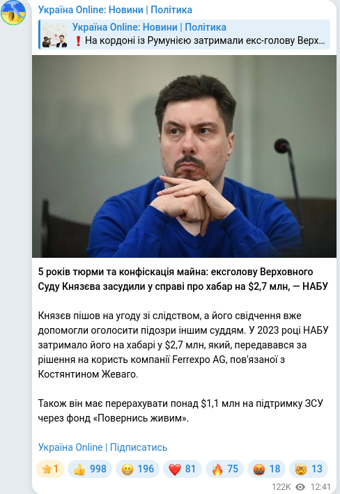 Telegram publication screenshot