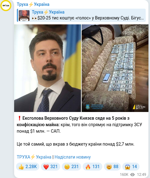 Telegram publication screenshot