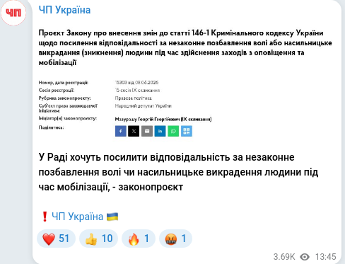 Telegram publication screenshot