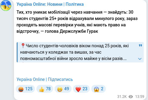 Telegram publication screenshot