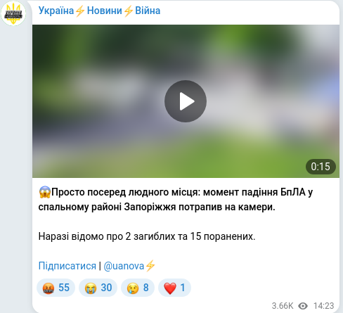 Telegram publication screenshot
